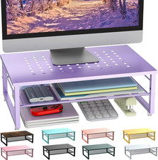 2-Tier Metal Monitor Stand Riser, Office Desk Storage Organizer for Computer Mon