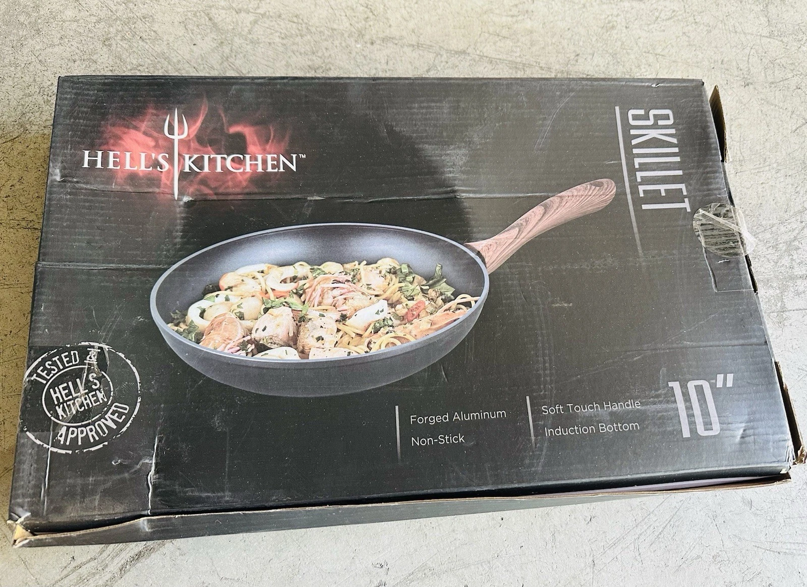 Hell's Kitchen 10 Inch Skillet Non Stick Pressed Aluminum New Damaged Box