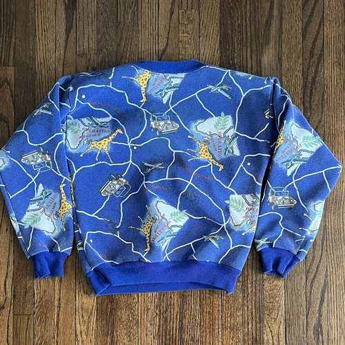 Vintage 90s Kids Safari themed Crewneck Sweater Sweatshirt Size 7 Giraffes - Picture 2 of 5