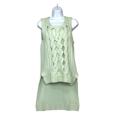 Venus Seafoam Cable Knit High Low Sweater M Coastal Chunky