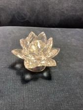 Clear Crystal Lotus Flower with Rotating Base Ornament 9 Cm Diameter 7 Cm Tall