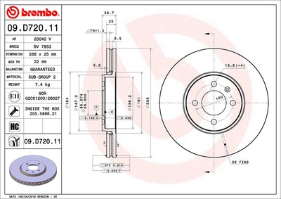 Brembo 09.D720.11 Brake Disc for VW