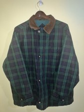 Vintage 90s GAP Field Coat Chore Hunting Jacket Plaid XL Navy Green Corduroy Y2K