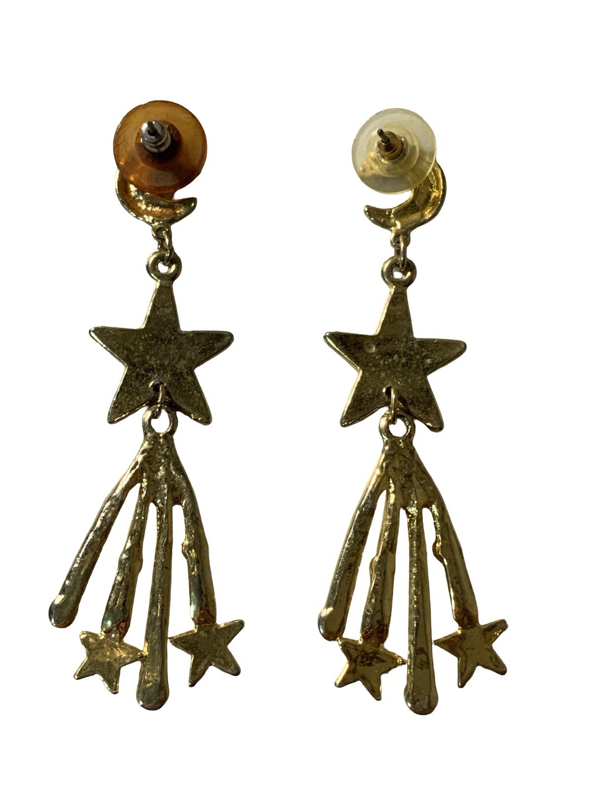 Gold Star Dangle Earrings Celestial Theme Post Ba… - image 2