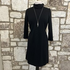 J Jill Cowl Neck 3/4 Sleeve Sweater Dress Sz XS Black