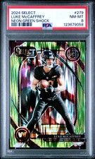 2024 Panini Select- Luke McCaffrey - NEON GREEN SHOCK /499 - Rookie - PSA - /499