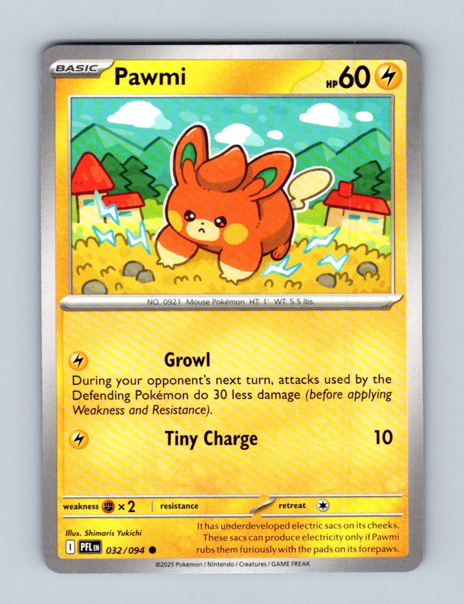 Pawmi 032/094 Common Phantasmal Flames Pokemon Near Mint