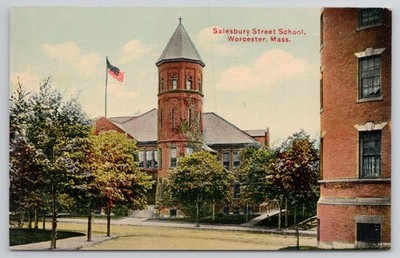 Salesbury Street School Worcester MA Massachusetts Early 1900s Postcard