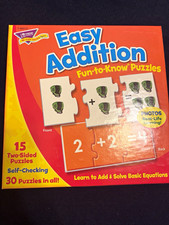 Lot of 3 Learning puzzles. Easy addition, rhyming, and alphabet