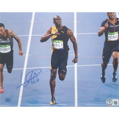 Usain Bolt signiertes Olympia Rio 2016 20 x 25cm Foto Autogramm Beckett BAS COA