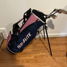 Top Flite XL Youth Girls Golf Stand Bag Pink/Blue w/5 Golf Clubs Right-Handed