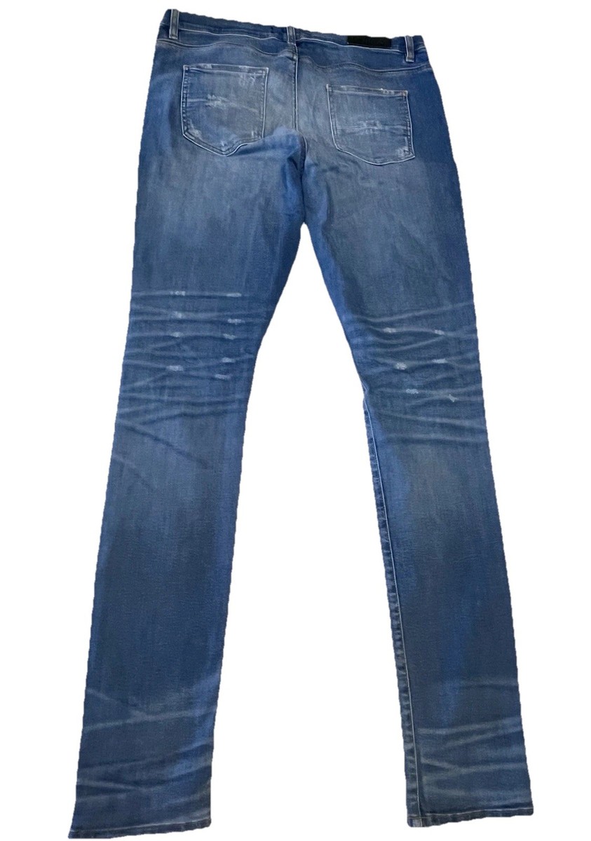 Mike Amiri OG 2016 MX1 Blue Denim Leather Inserts Jeans size 36 | eBay