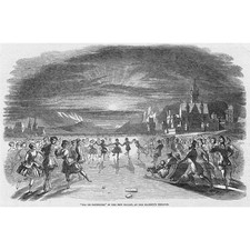 Scene From Pas de Patineurs Ballet at Her Majesty's Theatre - Antique Print 1849