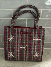New Longaberger 2009 Double Handle Holiday Snowflake Tote, Plaid Fabric - 23720