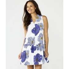 Nine West Women's Small Button Front Ruffle Hem Drop Waist Dress D26-2
