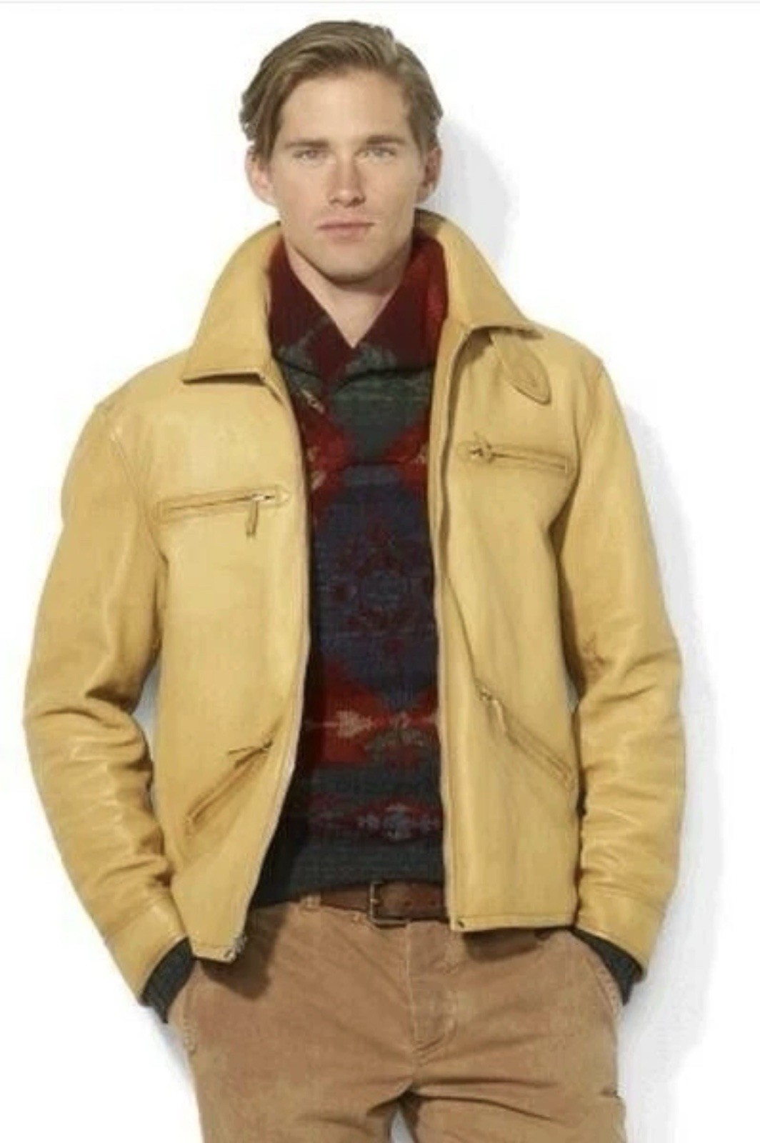 Polo Ralph Lauren Leather Newsboy Jacket Mens XL