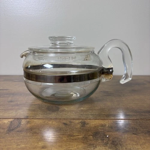 Vintage Pyrex Flameware 8336 Glass Teapot 6 Cup w/ Lid USA – Heatproof Stove Top