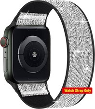 Nylon Stretch Strap for Apple Watch 38mm 40mm 41mm 44mm 45mm - Shiny Glitter Sil