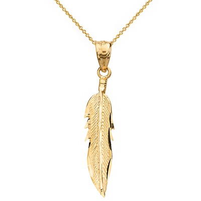 Halskette mit Anhänger Gold Diamantschliff Boho Feder (gelb/weiß/rose)