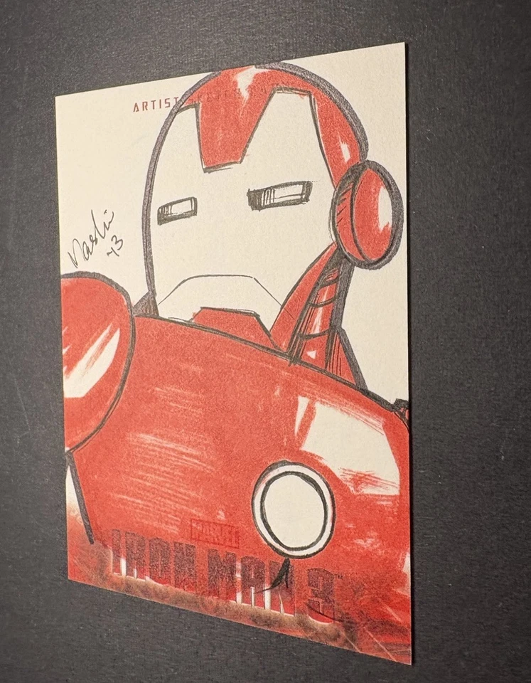2013 Upper Deck Iron Man 3 Sketch Card 1/1 Hand Drawn By Nash Alvarez Auto MSU - Image 3 of 4