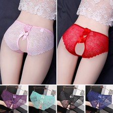 Lingerie Panties Underwear Knickers Briefs Open Crotch Lace See Through Solid