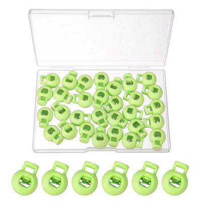 30 Stück Rund Schnurschloss Federbelastet Knebelstopfen mit Box fluoreszierend grün