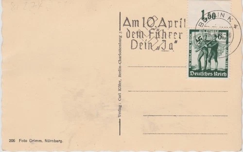 Germany-1938 6 Pf green Austria plebiscite issue Berlin First Day Cover