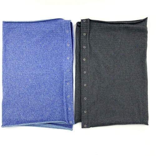 Lululemon Ivivva girls Village Chill Scarf Lot Blue Gray Herringbone Tweed Snap