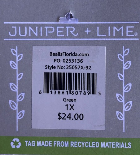 JUNIPER + LIME Plus Talla 1X Tanque Brillante Escote Cerradura Hombro Ancho Tropical  - Imagen 15 de 19