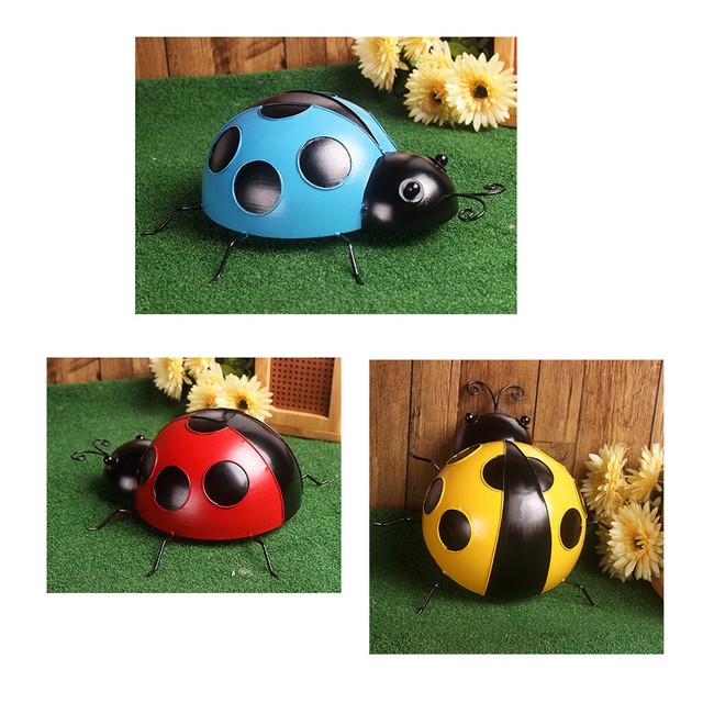 Cute Ladybird Figurine Wall Art Wall Arts Ladybug Outdoor Garden Decor