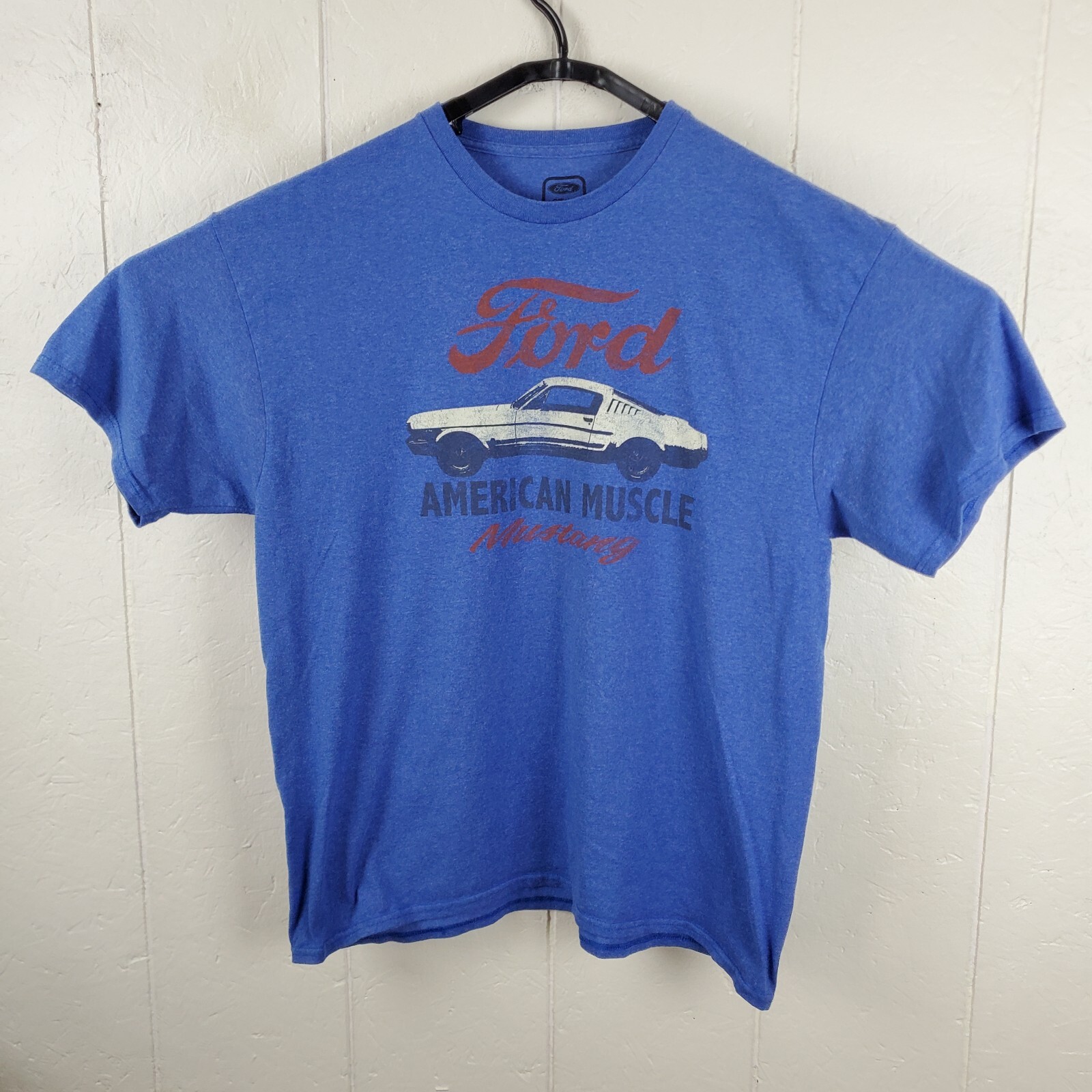 PONY Camicia Ford Mustang uomo extra large blu girocollo manica corta grafica elasticizzata