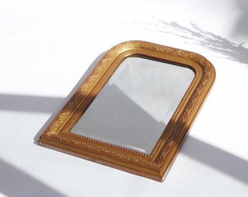 Small Louis Philippe Golden Mirror French Arch Framed Gilded Wall Mirror, - Picture 4 of 11