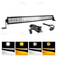 Curved 32" LED Light Bar Driving White Amber Strobe DRL Fog Offroad SUV Truck