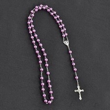 Catholic Rosary Beads Silver and Purple Crucifix Necklace Jesus Cross Rosary
