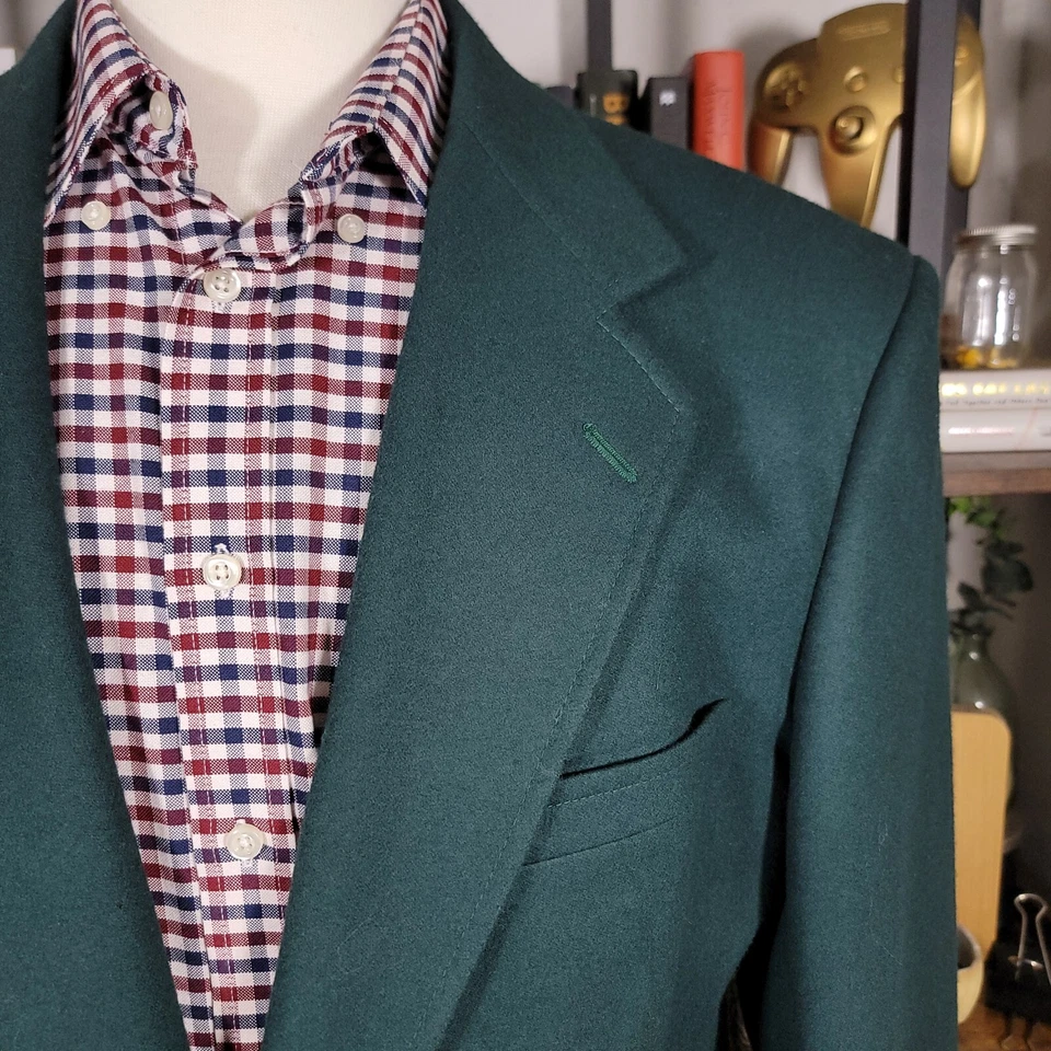VTG Pendleton Men's Flannel Sport Coat Blazer Two Button Green Virgin Wool 42L - Image 3 of 4