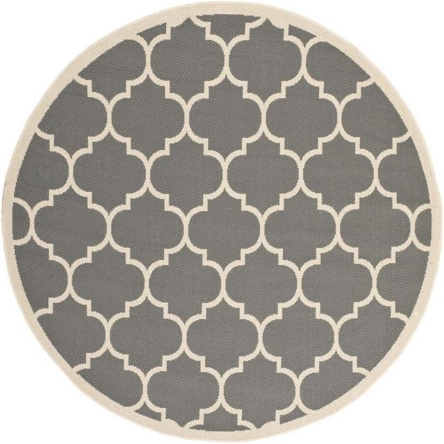 Safavieh Courtyard Anthracite Indoor Outdoor Rug Round 7'10" for sale