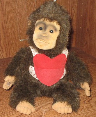 Vintage Hosung Monkey Chimpanzee Plush Hand Puppet with Mouth Squeaker EUC 1994