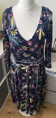 Boden Stunning Blue Mix Floral Lined Dress Size 14 L NWTS - Picture 9 of 10