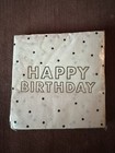 Happy Birthday Gold Outline With Black Hexagon Polka Dots Beverage Napkins 30ct