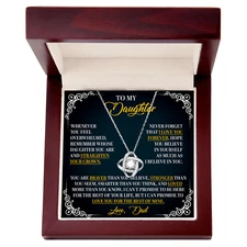To My Daughter Necklace Gift From Dad, Daughter Gift, Love Knot, Birthday Gift