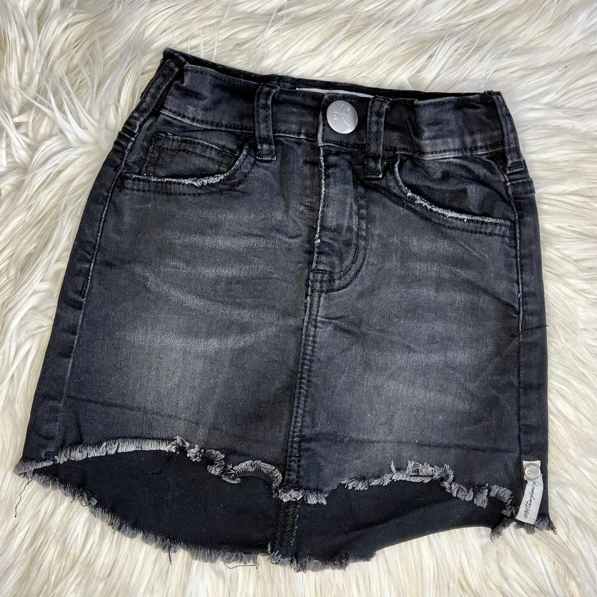 ONE TEASPOON Size 4 5 girl s black high waisted denim skirt