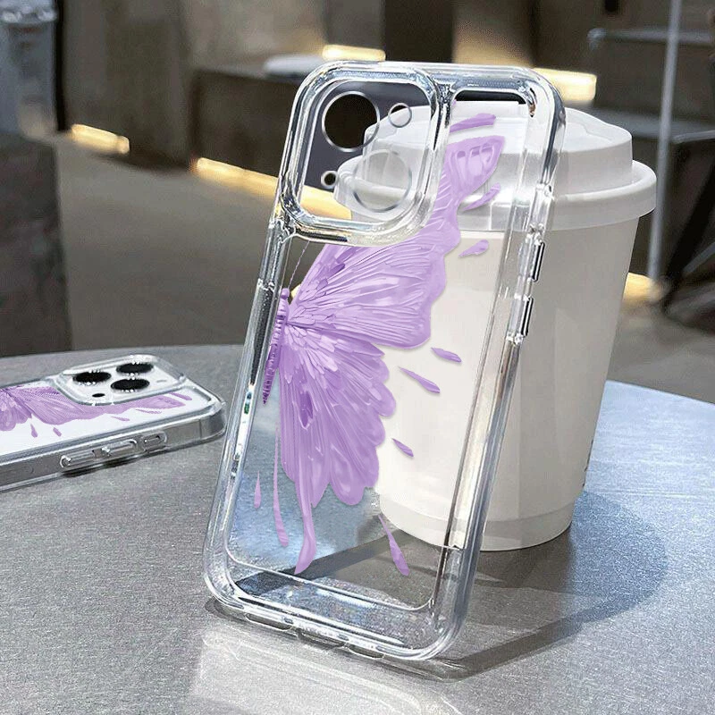 Case For iPhone 16 15 14 13 12 Pro Max Mini XR Clear Soft Girl's Butterfly Cover - Image 3 of 4