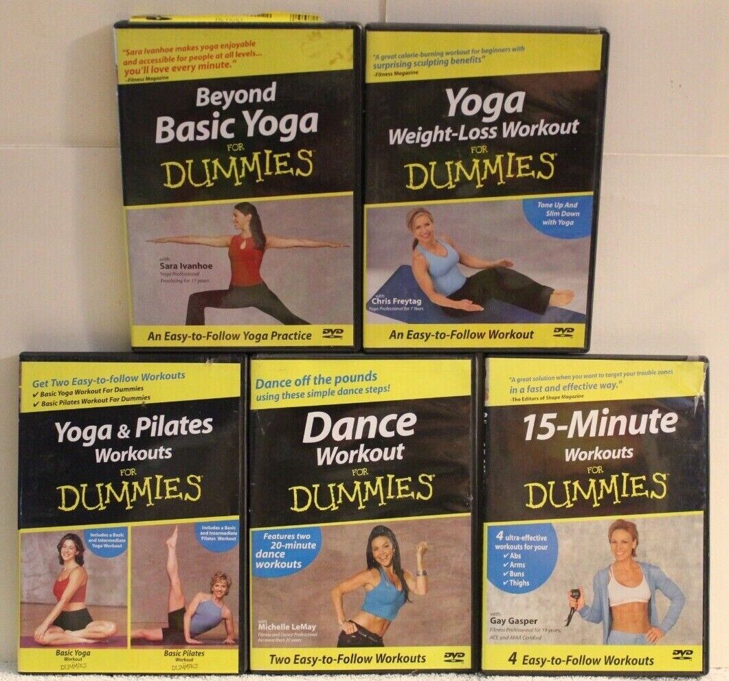 5 For Dummies workout DVD lot Yoga & Pilates Beyond basic weight
