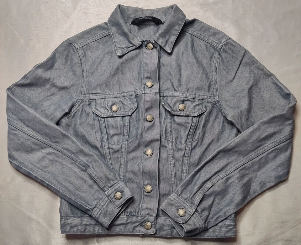 Chaqueta de Camionero De Colección Billy Blues Mujer Mediana Plateada Azul Botón Hecha en EE. UU. Foto 2 de 4