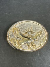 Gold  Silver Tone Flying Eagle Oval Belt Buckle