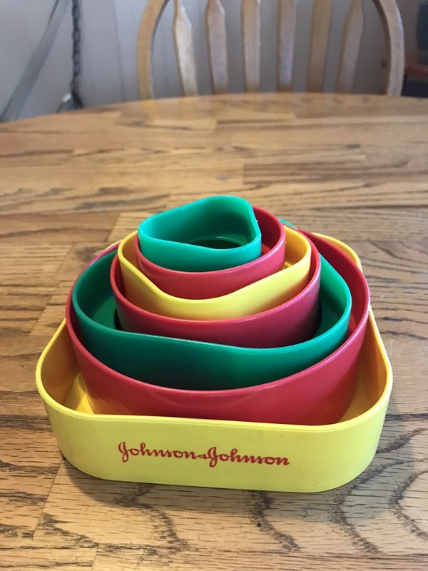Vintage Johnson and Johnson Stack and Fit Puzzle Post Nesting Baby Toy 1980's