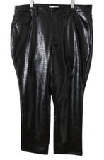GOOD AMERICAN Good Classic Faux Leather Croc Embossed Ankle Pants 16 Black