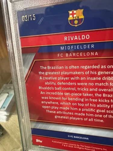 2022-23 Topps Chrome Barcelona RIVALDO 3/15 PURPLE REFRACTOR #98 PSA 8 NM-MT - Picture 16 of 16