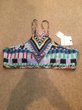 Red Carter Multi Comor Halter Bikini Top Size Large NWT Retail 97 