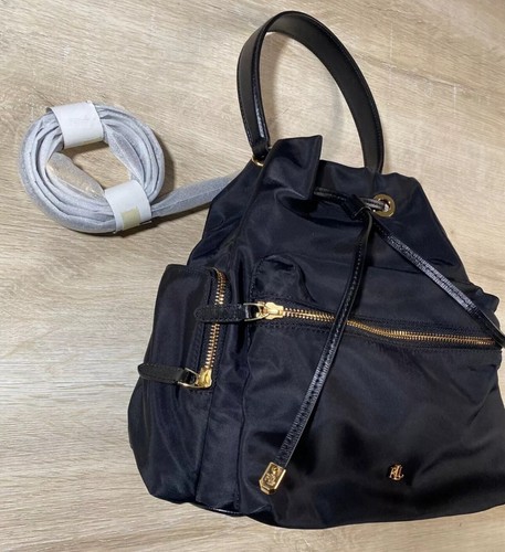 NWT RALPH LAUREN Ralph Womens Bag Black One Size Nylon Debby Drawstring - 第 8/10 張圖片